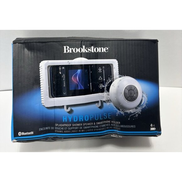 Brookstone Hydropulse Splash Proof Speaker with Shower Phone Holder Audio **READ - Picture 2 of 8